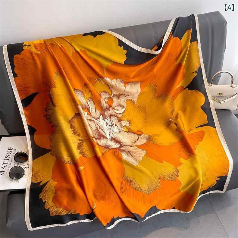・カラー展開: 黄色、緑、青・サイズ: 110×110cm・スタイル: レトロ、民族風、文艺・主な素材: 合成・柄: 花・加工: プリント・織り方: 平織り・タイプ: 方巾