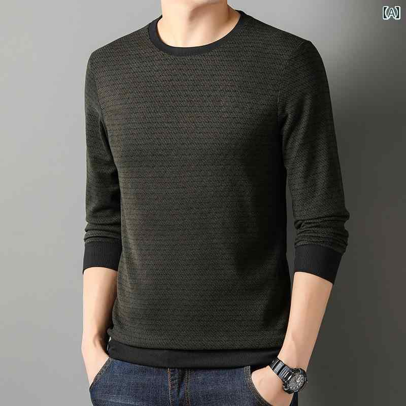 メンズ Tシャツ 長袖 春夏 秋冬 接触冷感 柔らかい 軽量 再生繊維 混紡 純色 丸首 ゆったり ルーズフィット カジュアル 日常使い 通勤 ..