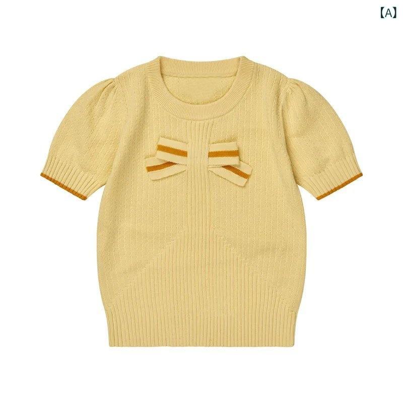 ・カテゴリ: 子供Tシャツ・スタイル: レジャー・主な素材: 綿・ネックライン: クルーネック・袖丈: 半袖・柄: ストライプ、ソリッド・カラー展開: イエロー、淡紫、宝藍・サイズ展開: 90、100、110、120・対象年齢: 3〜8歳