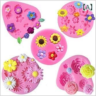 シリコンモールド ハンドメイド 花 5点セット クッキー型 ケーキ アロマストーン 石膏 レジン クラフト