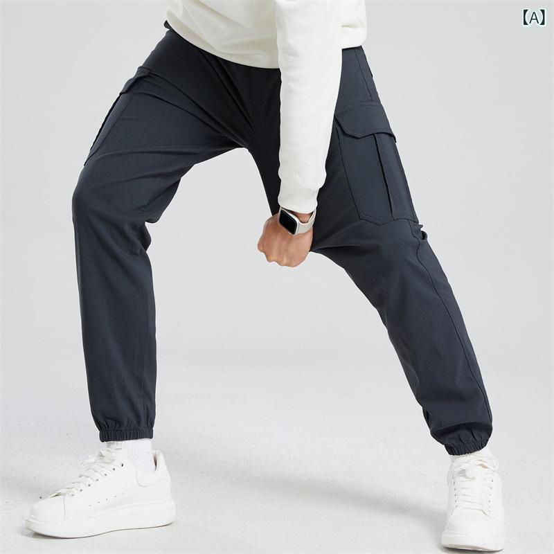 Rakuten - メンズ 工装パンツ 男性用 高弾力 薄手 作業ズボン 多ポケット ワイドレッグ ミッドライズ 化繊混紡 ストレッチ ゆったり 普段使い カジュアルパンツ グレー ブラック アーミーグリーン カーキ 通年 青年向け