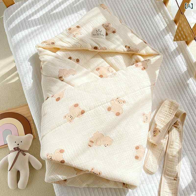 ベビー抱っこ毛布 新生児用 綿 秋冬 加厚 豆豆绒 防驚跳 95cm 四角 かわいいプリント 抱抱熊 粉兔 ハート 柚子 熊頭 虹 春秋薄手 部屋着 寝具