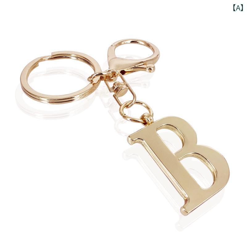 乐天商城 - キーホルダー 鍵 キーリング 鍵束 付属品 クラシック シンプル 金色 文字 装飾 バッグ アクセサリー チタンスチール 高級感 日常使い ギフト 通年 プレゼント ユニセックス