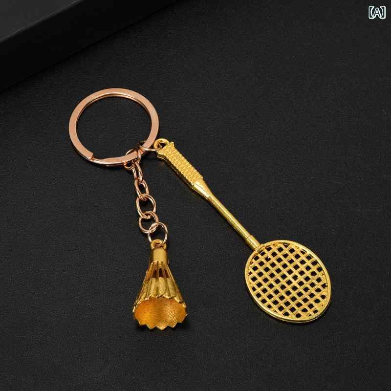キーホルダー 羽毛球 リアル 鍵 キーリング 金色 銀色 紫色 ジンク合金 精巧 小型 日常使い プレゼント グッズ
