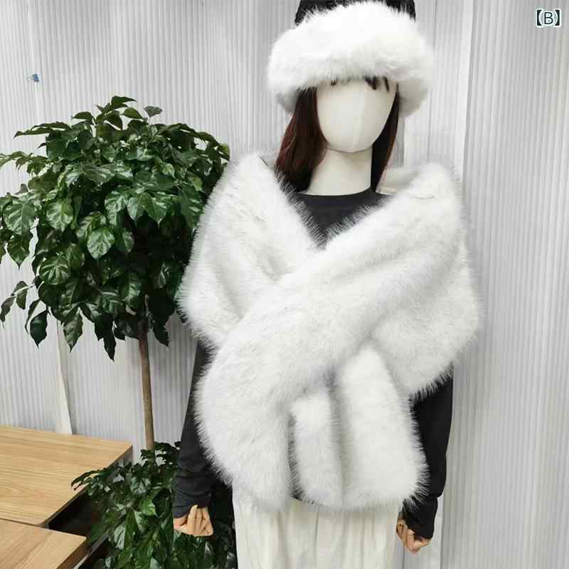チャイナドレス ショール レディース 秋冬 狐毛風 毛皮調 保暖 斗篷 ポンチョ 礼服 ステージ 衣装 婚礼 ドレス フリンジ 切り替え デザイン 涤纶 素材 長め 長さ 156cm 幅広 30cm 双色 ピンク系 アイボリー系 ベージュ系 ホワイト ブ 2