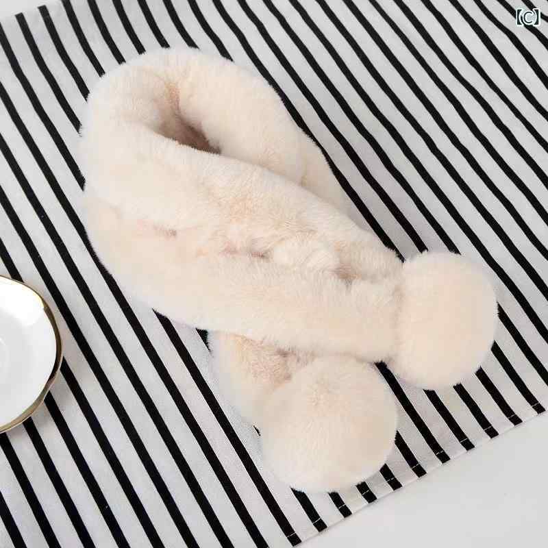 マフラー ユニセックス 秋冬 毛足長 フェイクファー 保暖 毛球 デザイン 加厚 グレ...