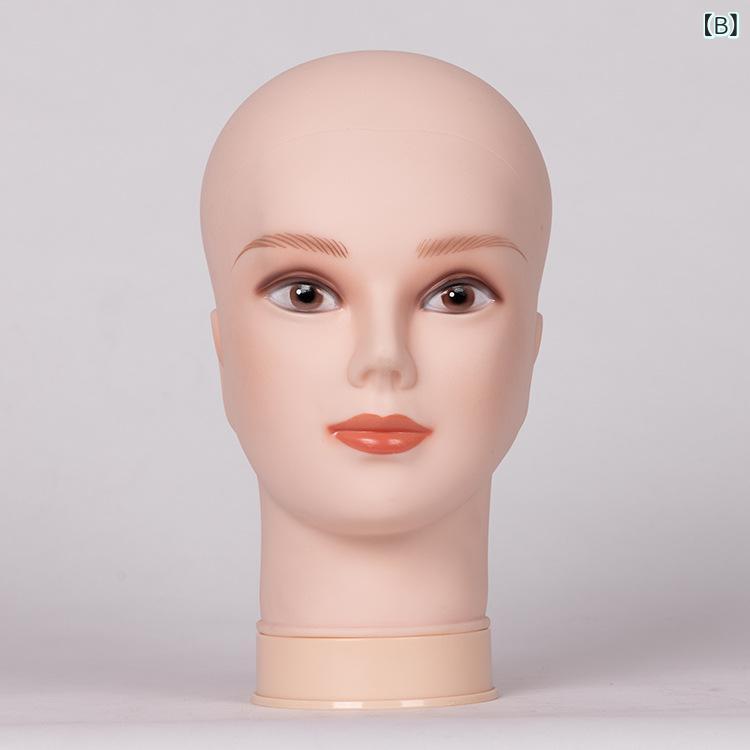 ウィッグ ヘッド モデル 女性用 光頭 ヘアスタイル ディスプレイ 人形頭 PVC スタ...
