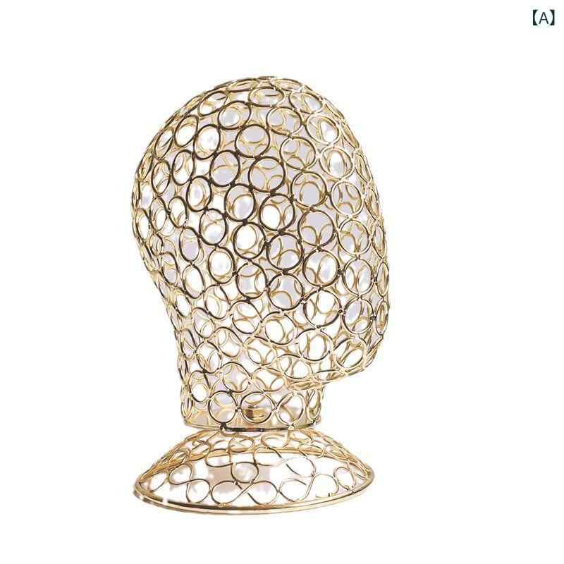 帽子 展示架 金属 ヘッドモデル 金色 頭部型 帽子陳列 収納スタンド ディスプレイラック 帽子掛け スタイリング用 中性 男女兼用 成人用 春季 通年対応
