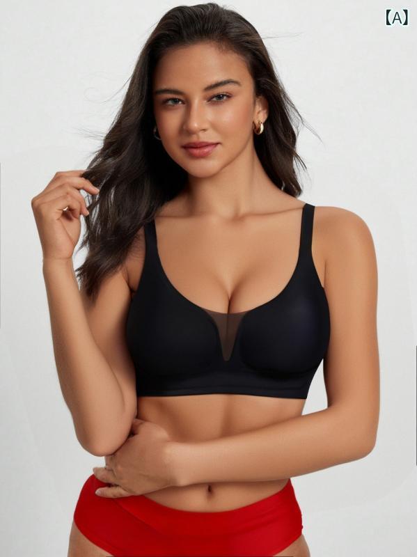 Rakuten - ブラ無しブラジャー レディース 無痕 美背 一体型 背心 後ろホック 大きいサイズ 谷間強調 3/4カップ 薄カップ 固定肩紐 運動風 シンプルカジュアル ナイロン ブラック ベージュ ピンク 肌色 カーキ 収副乳 上托 大胸対応 軽量 伸縮性
