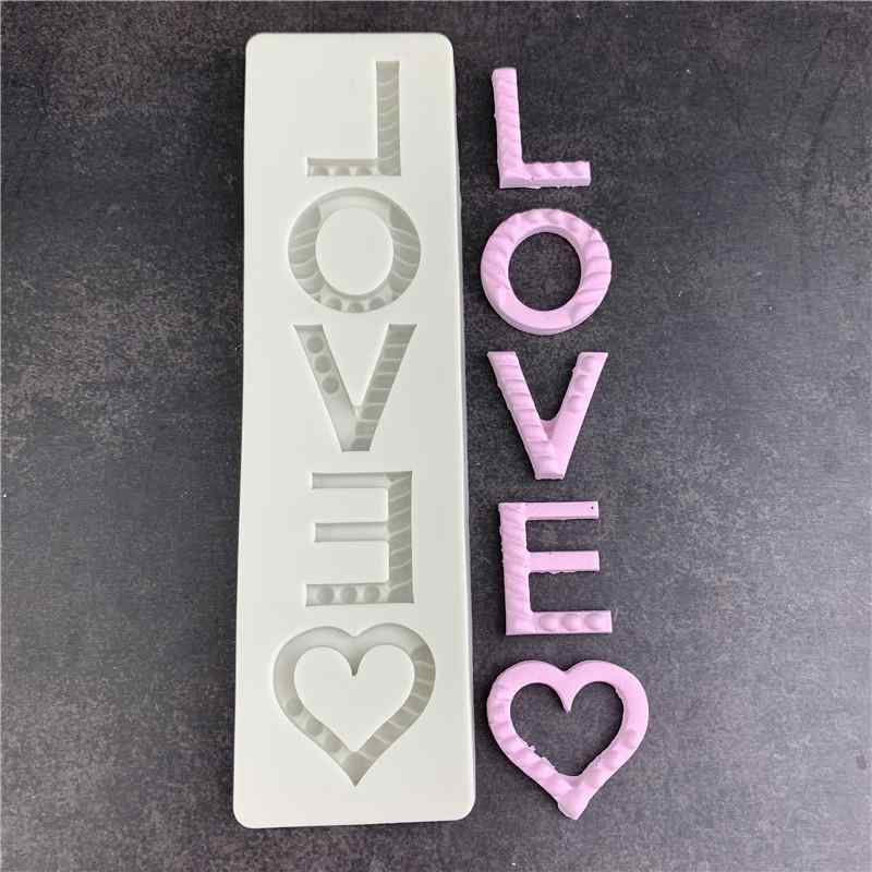 シリコン 型 ハート アルファベット LOVE デザイン 蛋糕 飾り チョコレート 型 フルーツペースト 型 グレー 不規則形 耐熱 柔軟 食品用 家庭用 手作り スイーツ デコレーション