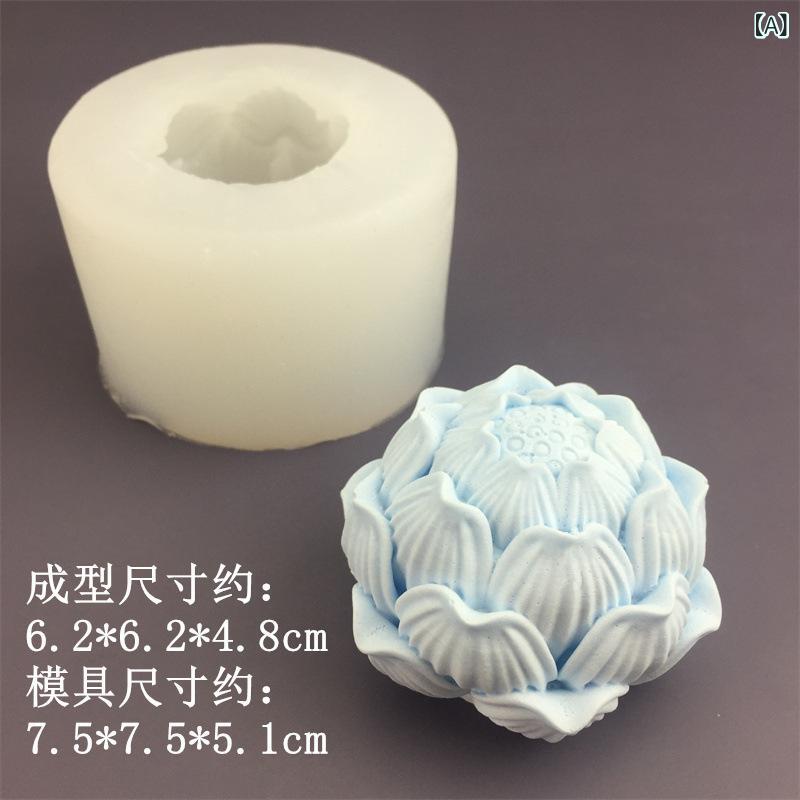 Chocolate Molds - 烘焙模具 立体 蓮花 シリコン 型 柔軟素材 耐熱 石膏 樹脂 滴膠 香薫 キャンドル チョコレート ケーキ デコレーション クッキー 用途 家庭用 プロ用 抜き型 簡単 再利用 可能 半透明 不規則形状