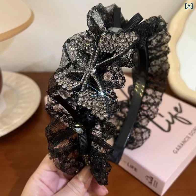 ・カテゴリ: ヘアバンド・主な素材: 混合素材・加工技術: 手作り・カラー展開: ブラック・デザイン特徴: リボン・スタイル: ファッションOL、通勤・対象: レディース