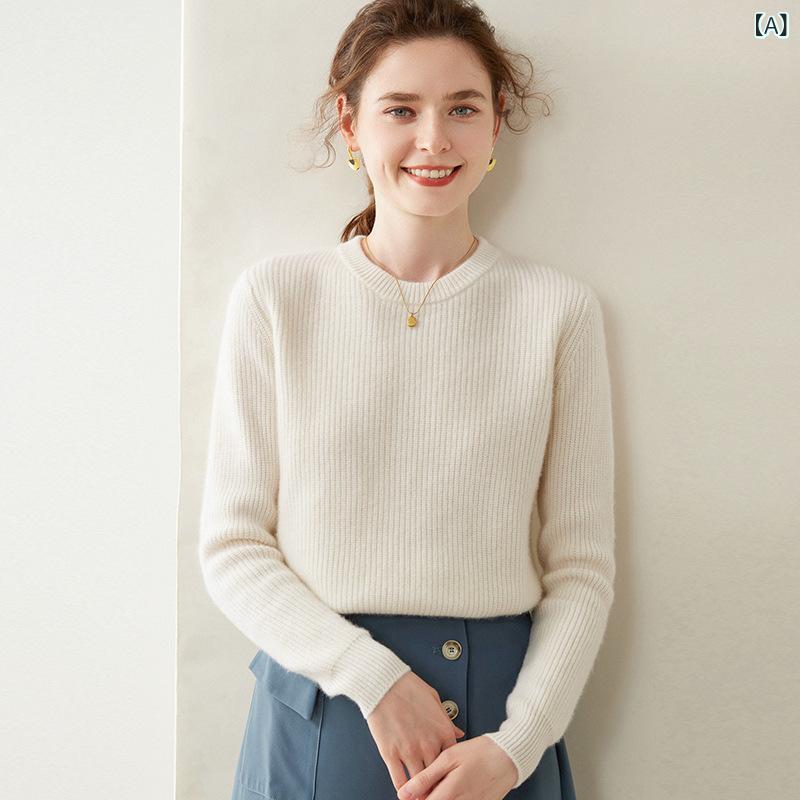 ニット トップス レディース 秋冬 羊绒 毛衣 セーター 丸首 長袖 厚手 ゆったり ル...