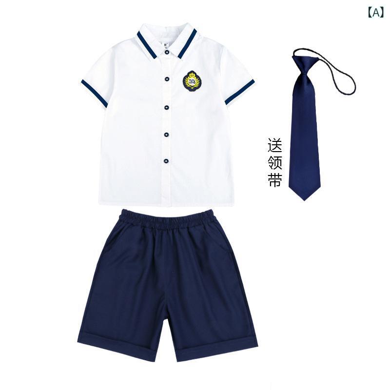 セットアップ キッズ 男女兼用 半袖 ハーフパンツ ワンピース 制服 フォーマル ブリティッシュスタイル 小学生 幼稚園 イベント 合唱 コンクール 発表会 運動会 コットン 柔らかい 通気性 カジュアル