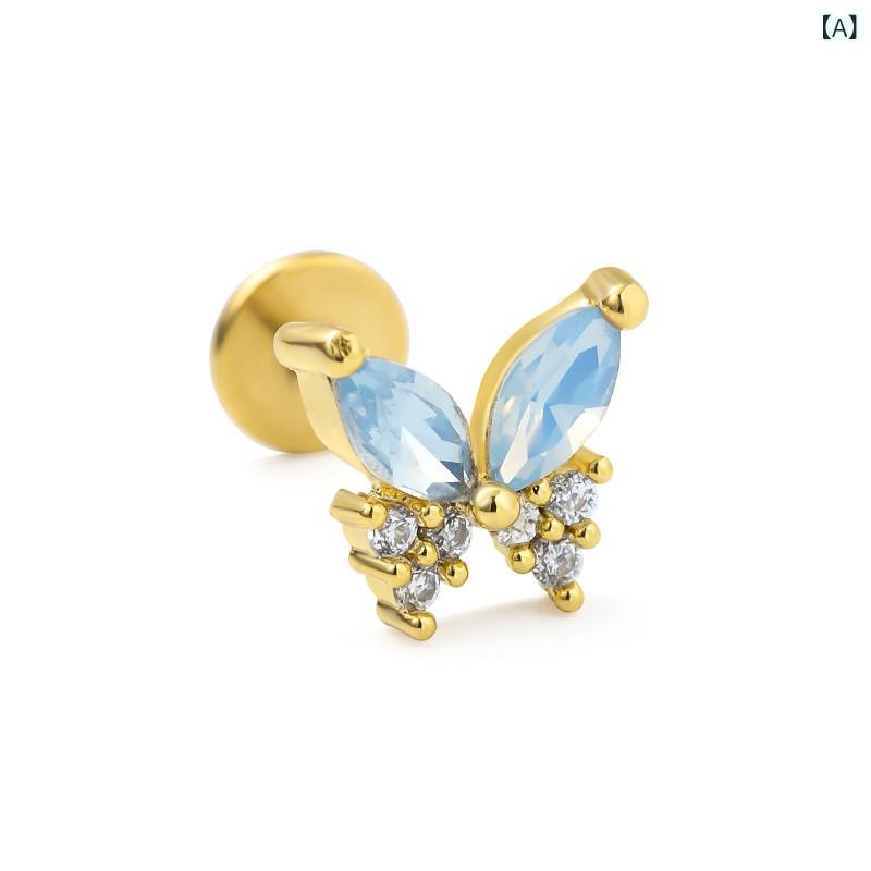 ・カテゴリ: リップピアス・対象: レディース・素材: 銅、キュービックジルコニア、18Kコーティング・スタイル: 欧米風・カラー展開: ゴールド、ホワイトゴールド