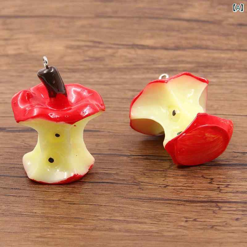 ハンドメイド 樹脂 立体 大 りんご 核 ハート モチーフ 吊り下げ チャーム バッグ 鞄 ポーチ アクセサリー ネックレス チェーン ブレスレット スマホ スマートフォン ストラップ キーホルダー 赤 グリーン 緑 カラー かわいい ファッション シン