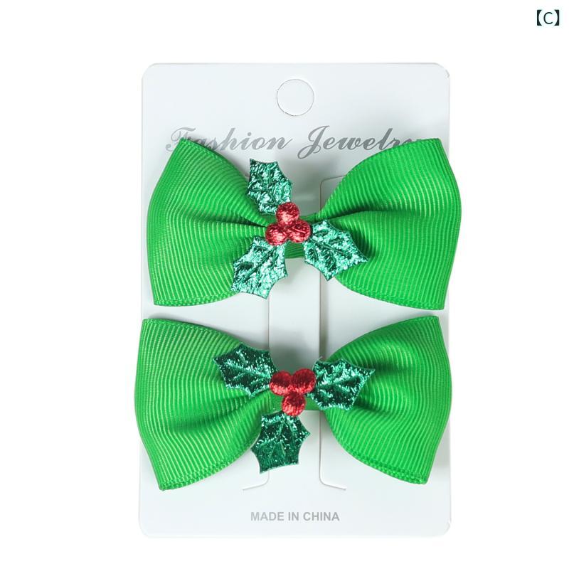 narukiのキッズ ヘアクリップ 女の子 クリップ かわいい ヘアアクセサリー 蝶結び クリスマス 飾り 立体 赤 緑 白 純色 3-6歳 幼児用 独立包装｜アングル3