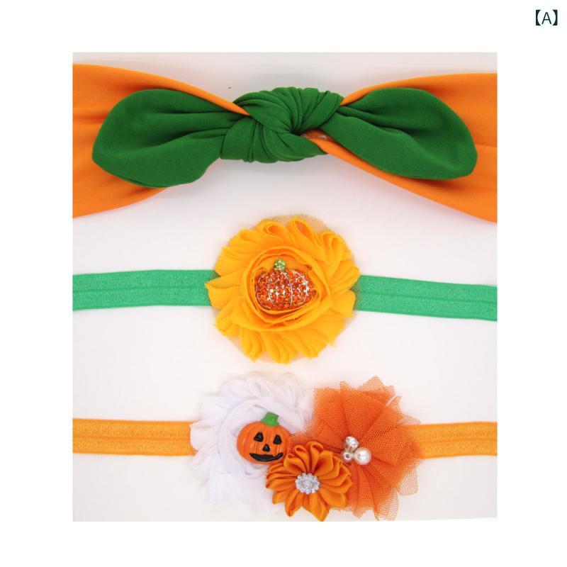 ヘアアクセサリー キッズ ハロウィン 頭花 ヘッドバンド セット 布製 手作り 子供...