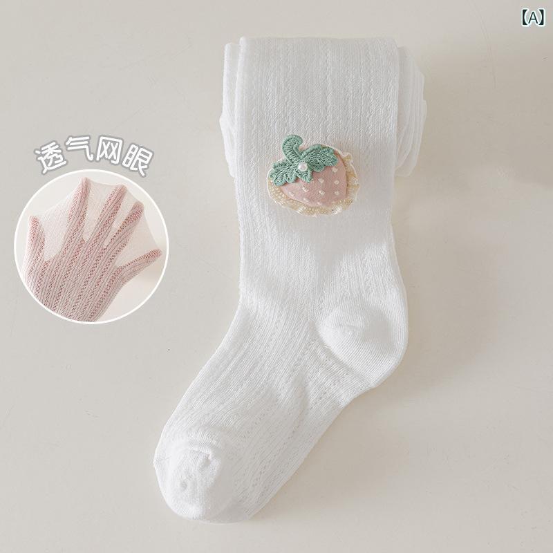女の子 連パンスト 春夏 メッシュ 打底パンツ プリンセスソックス 薄手 防蚊 綿 透気 刺繍 無骨 条紋 格子 カード かわいい バタフライボウ 白色 ミルクホワイト 淡ピンク 淡グレー XS S M L XL 2XL 中小童