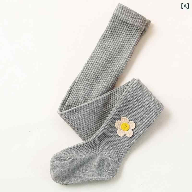 女児 レギンス 女の子 春秋 綿 薄手 無骨 伸縮性 吸湿速乾 純色 大花柄 縦ストライプ グレー ピンク ホワイト 燕麦 ブラック 連パン タイツ スポーツ 普段使い 軽量 柔らか素材