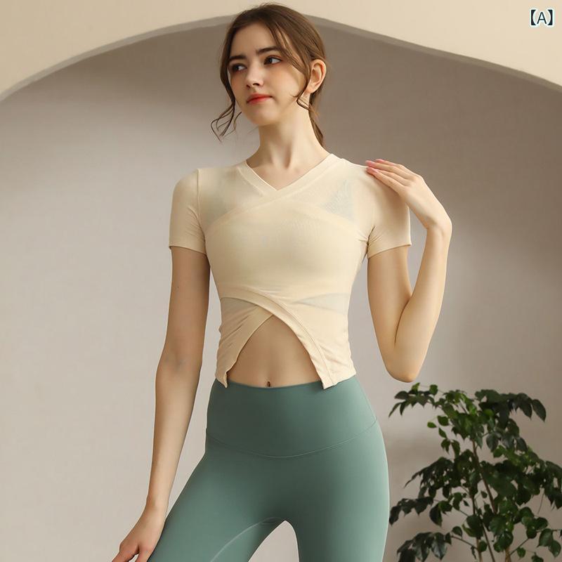 レディース トップス ヨガウェア ピラティス服 ランニングウェア 運動服 速乾 超強伸縮 接触冷感 再生繊維 天絲羊绒 短袖 半袖 純色 春夏 米白色 浅咖色 裸粉色 かわいい 軽量 フィットネス ジムウェア 通勤 普段使い