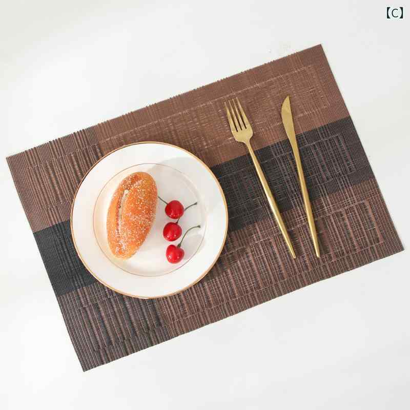 テーブルマット 食器置き 竹節 グラデーション ツートンカラー PVC 隔熱 防滑 方形...