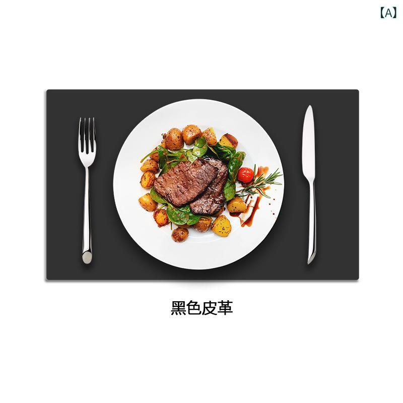 食器置き コースター 革調 防水 防油 耐熱 軽量 PVC 接触冷感 丸型 方型 長方形 不規則形状 ブラック ネイビー グリーン グレー アイボリー スカイブルー ブラウン ホワイト イエロー ピンク 現代風 普段使い テーブルマット 高級感 吸水速乾
