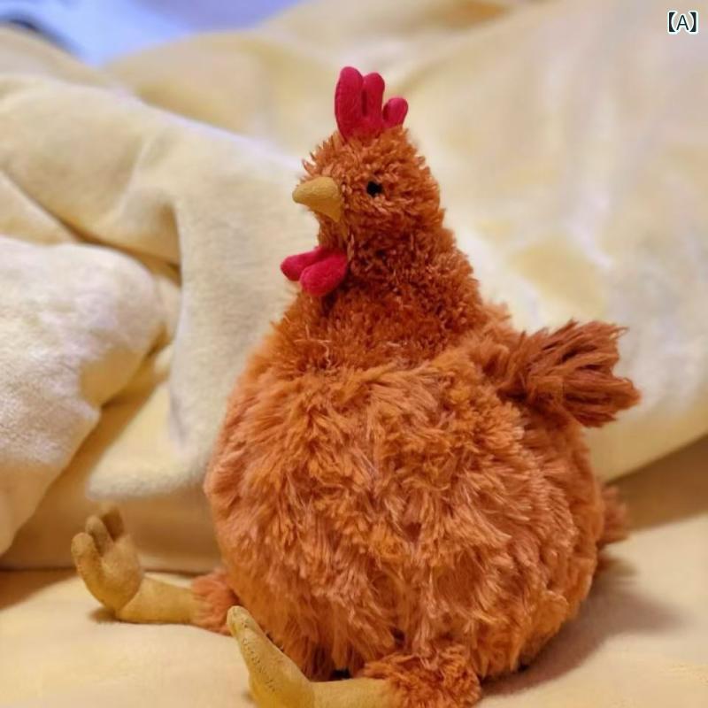 ・カテゴリ: ぬいぐるみ・デザイン: 動物・動物の種類: 鶏・中綿素材: PP綿・生地素材: ぬいぐるみ生地・カラー展開: メス鶏、オス鶏、メス鶏（防塵袋付き）、オス鶏（防塵袋付き）・高さ: 25cm・対象年齢: 乳幼児（0-3歳）