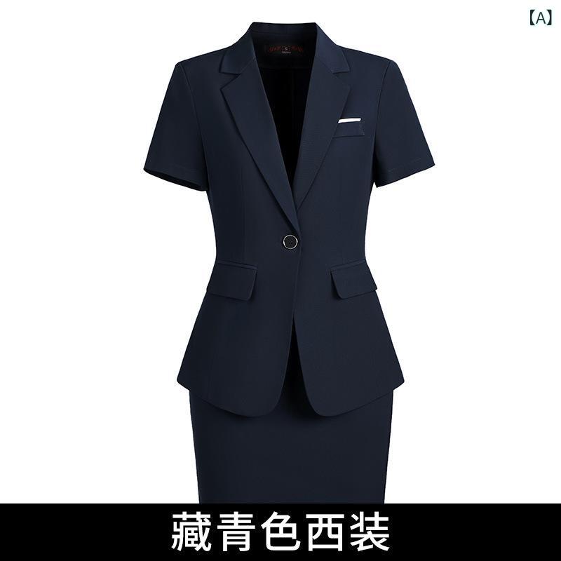 樂天商城 - 女性 西装 セットアップ 短袖 夏 仕事着 ホテル マネージャー 美容室 事務服 通勤 スーツ スカート セット パンツ セット 気質 工装 ナビー グレー ブラック 九分丈 スリーブレス セットアップ ビジネス カジュアル