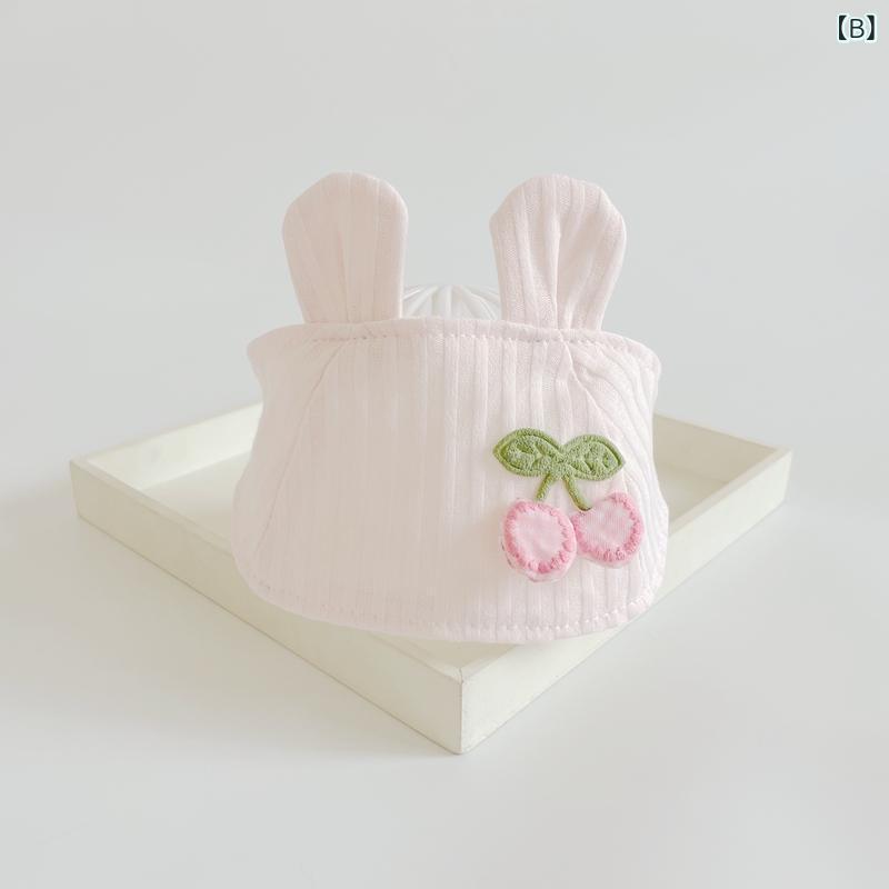 ベビー帽子 赤ちゃん 男の子 女の子 新生児 綿 空頂 無檐 防風 春夏 夏 かわいい 桜桃 ピンク ホワイト 清新 甘い フルーツ柄 軽量 通気性 吸湿速乾 0-18ヶ月 2