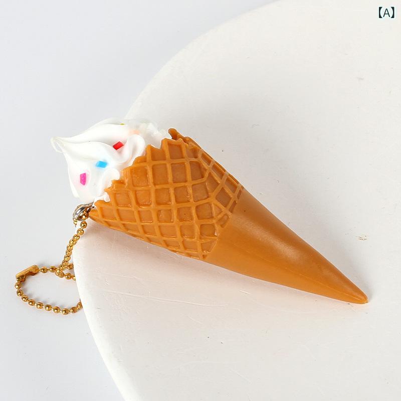 キーホルダー ミニチュア アイスクリーム 食品サンプル かわいい キーリング スイーツ デザート チャーム アクセサリー デコパーツ DIY ハンドメイド