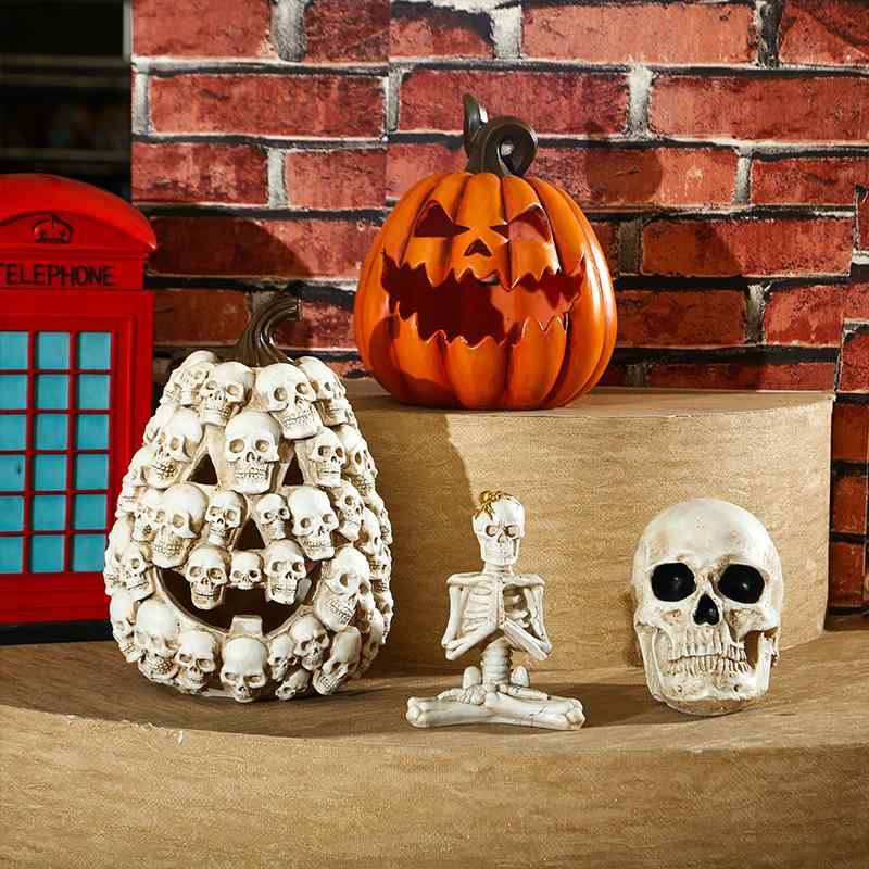 置物 万聖節 ハロウィン 樹脂製 髑髏 かぼちゃ オブジェ インテリア 玄関 飾り 卓上 飾り物 デコレーション ホラー 雰囲気作り お化け屋敷 バー 装飾 雑貨