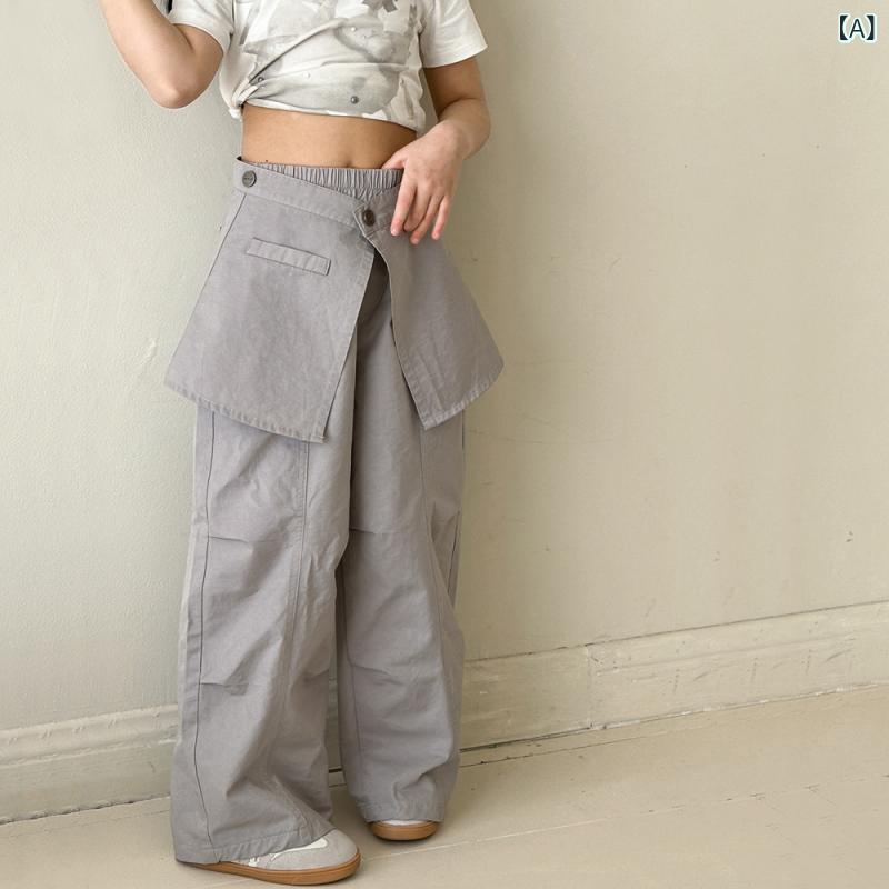 ・カテゴリ: キッズパンツ・対象: 女の子・年齢: 8歳以上・スタイル: 韓風・丈: ロング・素材: 綿65%・柄: 無地・カラー: グレー・ウエスト高さ: ミドル・ウエスト仕様: ゴムドローストリング・身長: 110cm、120cm、130cm、140cm、150cm、160cm・ディテール: 取り外し可能フラップ
