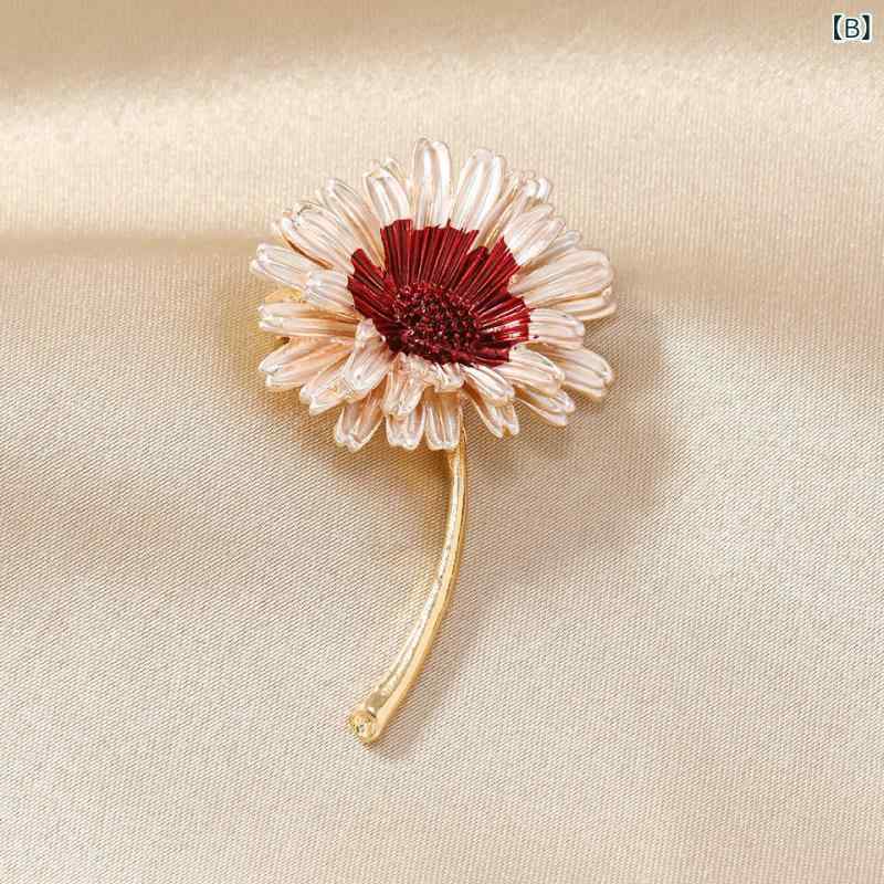 narukiのブローチ 雛菊 立体 かわいい 彩色 グラデーション 紫 赤 ピンク ブルー イエロー 男女兼用 復古 コート ジャケット 固定 飾り 植物 モチーフ｜アングル2