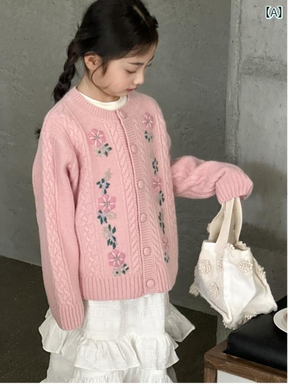 樂天商城 - 女児 カーディガン メンズ 春夏 秋冬 長袖 ニットセーター トップス 開衫 単排ボタン 丸首 ピンク 花柄 純色 腈纶 柔らか素材 中大童 8歳以上 140cm以上 田園 かわいい プリンセス トレンド 韓流 普通厚み 長袖 普段使い 伸縮性 通学 コ