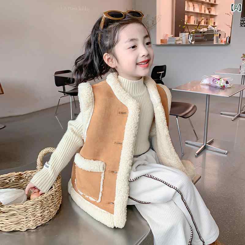 ・カテゴリ: 子供用ベスト・性別: 女・スタイル: 韓国・対象年齢: 3～8歳・タイプ: カーディガン・柄: 無地・厚み: 厚手・主な素材: ポリエステル・基準: Bクラス・留め具: シングルボタン・カラー展開: ブラウン・サイズ展開: 100cm、110cm、120cm、130cm、140cm、150cm