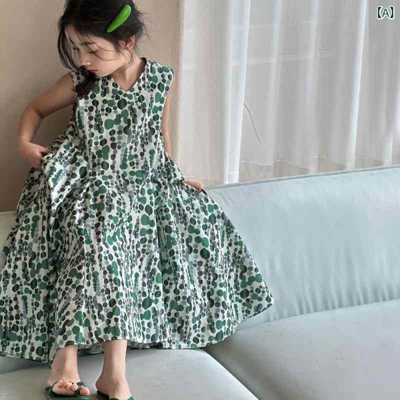 ・カテゴリ: 子供ワンピース・スタイル: プリンセス・主な素材: 綿・袖丈: ノースリーブ・柄: 、ドット・カラー展開: グリーンプリント・サイズ展開: 110cm、120cm、130cm、140cm、150cm、160cm・対象: 女の子・対象年齢: 8歳以上