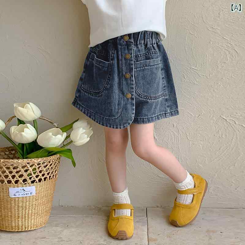 女児 デニム ショートパンツ 夏 レディースキッズ 綿 接触冷感 柔軟 素材 中腰 伸縮性 軽量 純色 ブルー かわいい プリンセス 田園 カジュアル 普段使い 百搭 熱パン