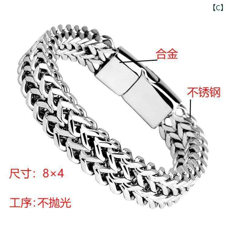 メンズ 手链 チタン鋼 ステンレス 編み込み 四方形 モジュール 磁気バックル ユニ...