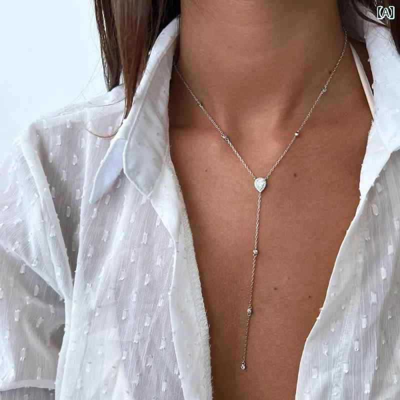 ネックレス 女性用 シンプル 水滴 ショートチェーン 流蘇 吊り下げ 鎖骨チェーン ...