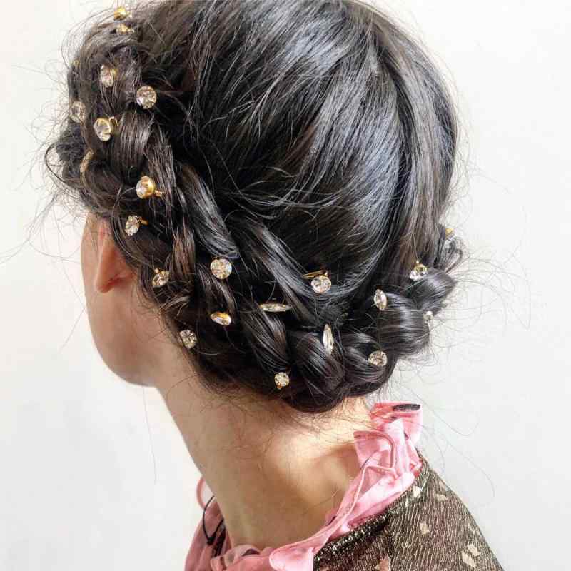 ヘアアクセサリー 女性用 韓国風 ラインクリップ 水晶 シンプル ヘアピン サイドクリップ バングピン 後頭部アップヘア ヘアクリップ 金色 銀色 電気メッキ加工 ファッション 通勤 幾何学 夏
