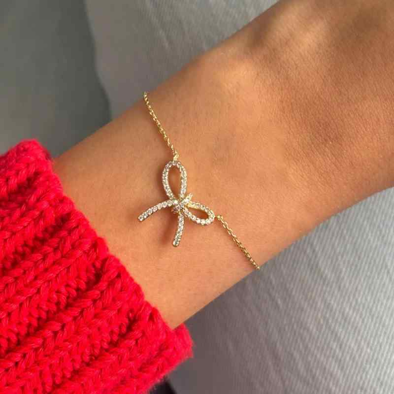 Other , Materials - 女性用 手首アクセサリー 蝶結きゃら飾り 手链 かわいい シンプル 気品 ジルコニア 装飾 電気メッキ加工 金色 銀色 秋冬 ファッション 通勤 普段使い