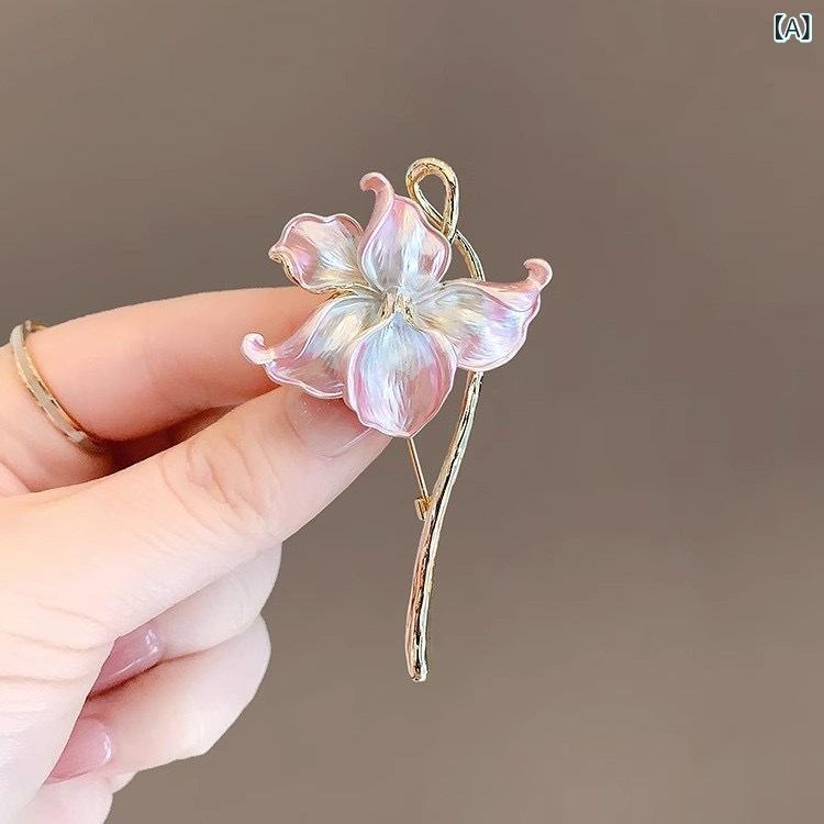 胸針 女性用 睡蓮 花卉 ブローチ ピンク 紫 接触冷感 再生繊維 電気メッキ加工 軽...