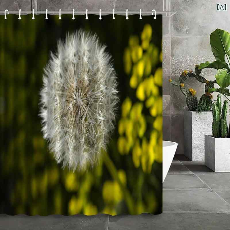 ・カテゴリ: シャワーカーテン・素材: ポリエステル・スタイル: 植物柄・柄: タンポポ・サイズ: 90×180cm, 120×180cm, 150×180cm, 180×180cm, 180×200cm・特徴: 防水, 穴あけ不要