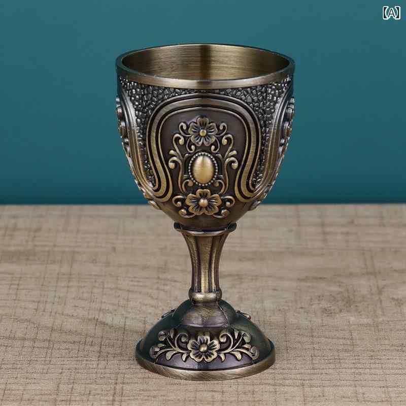 酒杯 欧式 高脚 金属製 家用 復古 烈酒用 敬酒用 インテリア 置物 軽量 亜鉛合金 ...