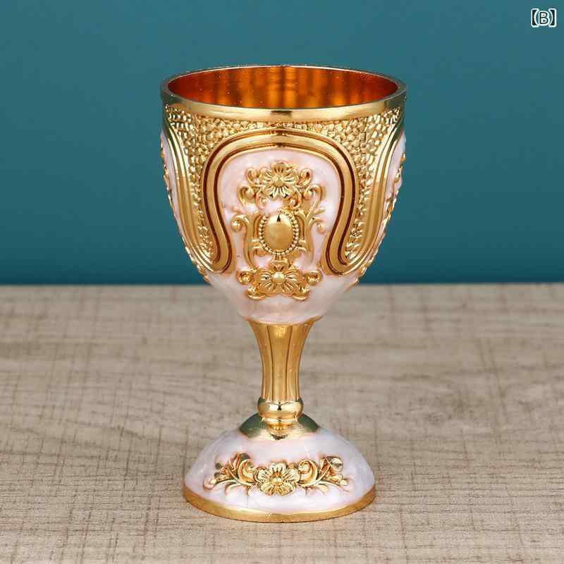 酒杯 欧式 高脚 金属製 家用 復古 烈酒用 敬酒用 インテリア 置物 軽量 亜鉛合金 ...