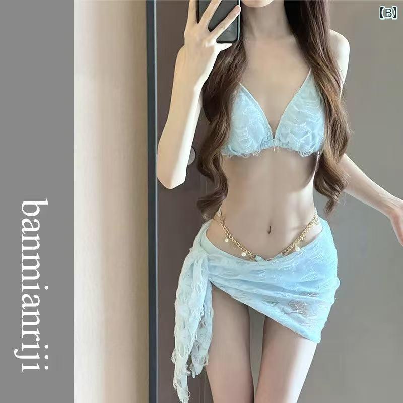 ビキニ 女性用 2025年 三件セット かわいい セクシー プッシュアップ 温泉 ビーチ ...