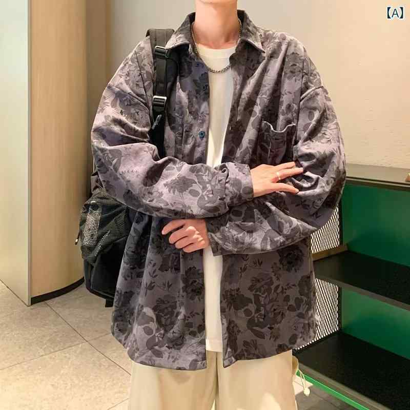 ・カテゴリ: シャツ（シャツ）・スタイル: 港風（香港スタイル）・主な素材: （ポリエステル） 95%・襟型: 襟付き（レギュラーカラー）・袖丈: 長袖・柄: 迷彩・厚さ: 厚手・フィット感: ルーズ（ゆったりめ）・カラー展開: ダークグレー、カーキ、ライトグレー・サイズ展開: M、L、XL、XXL