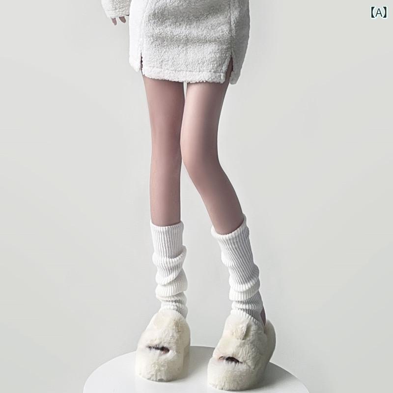 レッグウォーマー 女性用 秋冬 中筒 ニット 靴下 かわいい ふんわり 暖か 吸汗 腈纶 暖白色 米色 ブラック グレー ベージュ ブラウン レッド 柔らかい 伸縮性 普段使い 通勤 室内 柔軟 軽量 シンプル 無地 後跟開口 二足用