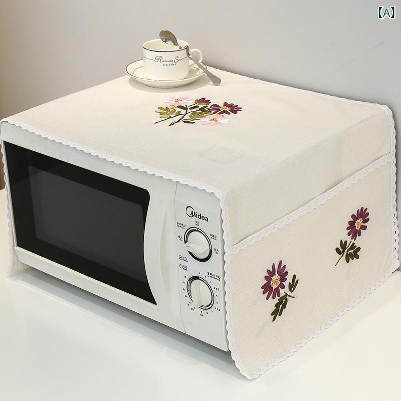 キッチン家電 防塵カバー 電子レンジ 冷蔵庫 洗濯機 綿混 ポリエステル 乳白色 グレー 米黄 白 本色 小花柄 現代 シンプル 軽量 伸縮性 吸湿速乾 通勤 普段使い